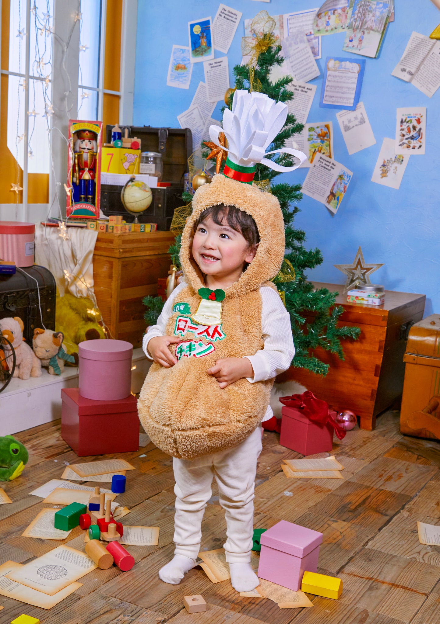 コスプレ ベビー クリスマス 赤ちゃん チキン マシュマロベビー マシュマロチキン ベビー 80cm ベージュ【クリアストーン】