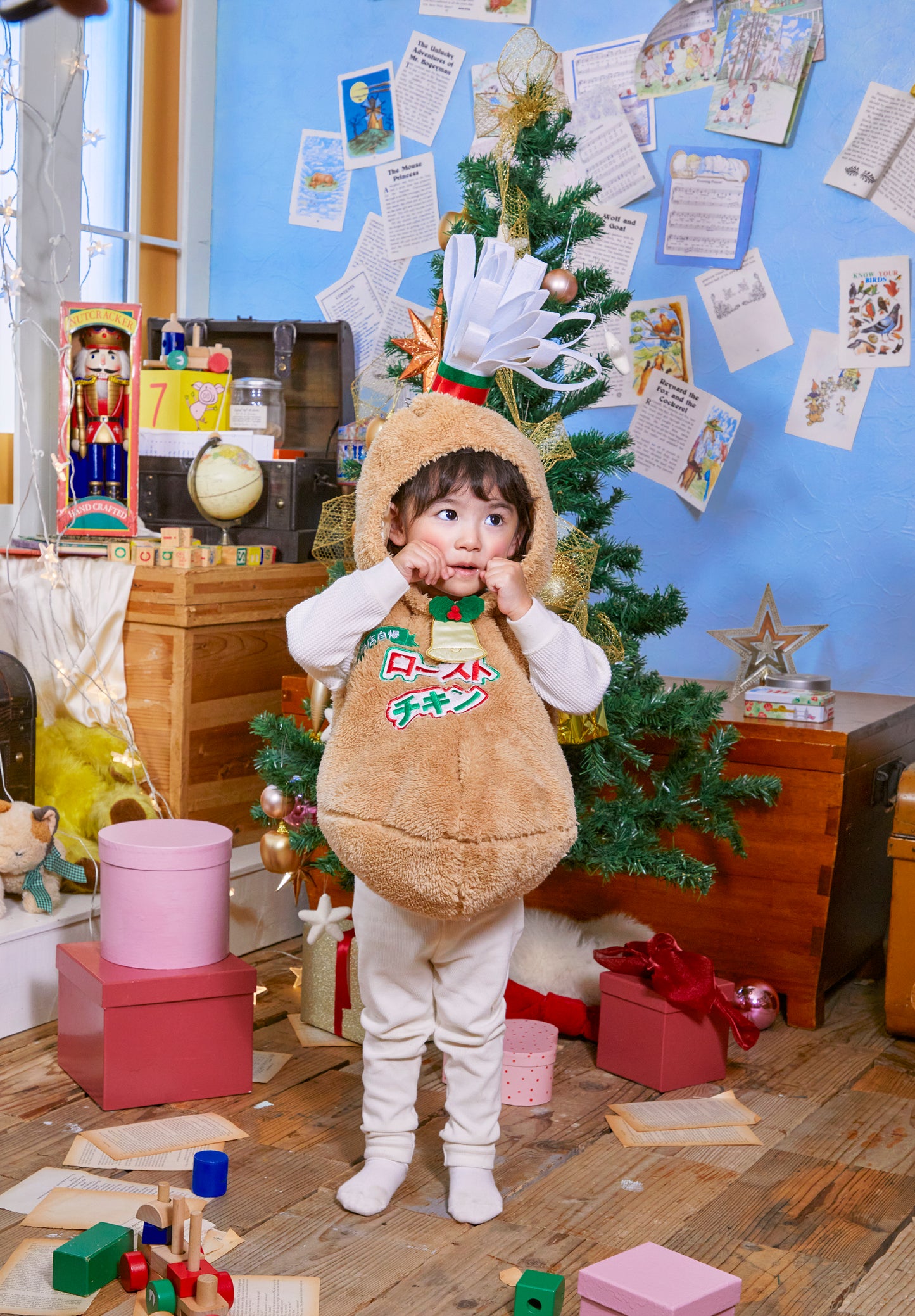 コスプレ ベビー クリスマス 赤ちゃん チキン マシュマロベビー マシュマロチキン ベビー 80cm ベージュ【クリアストーン】