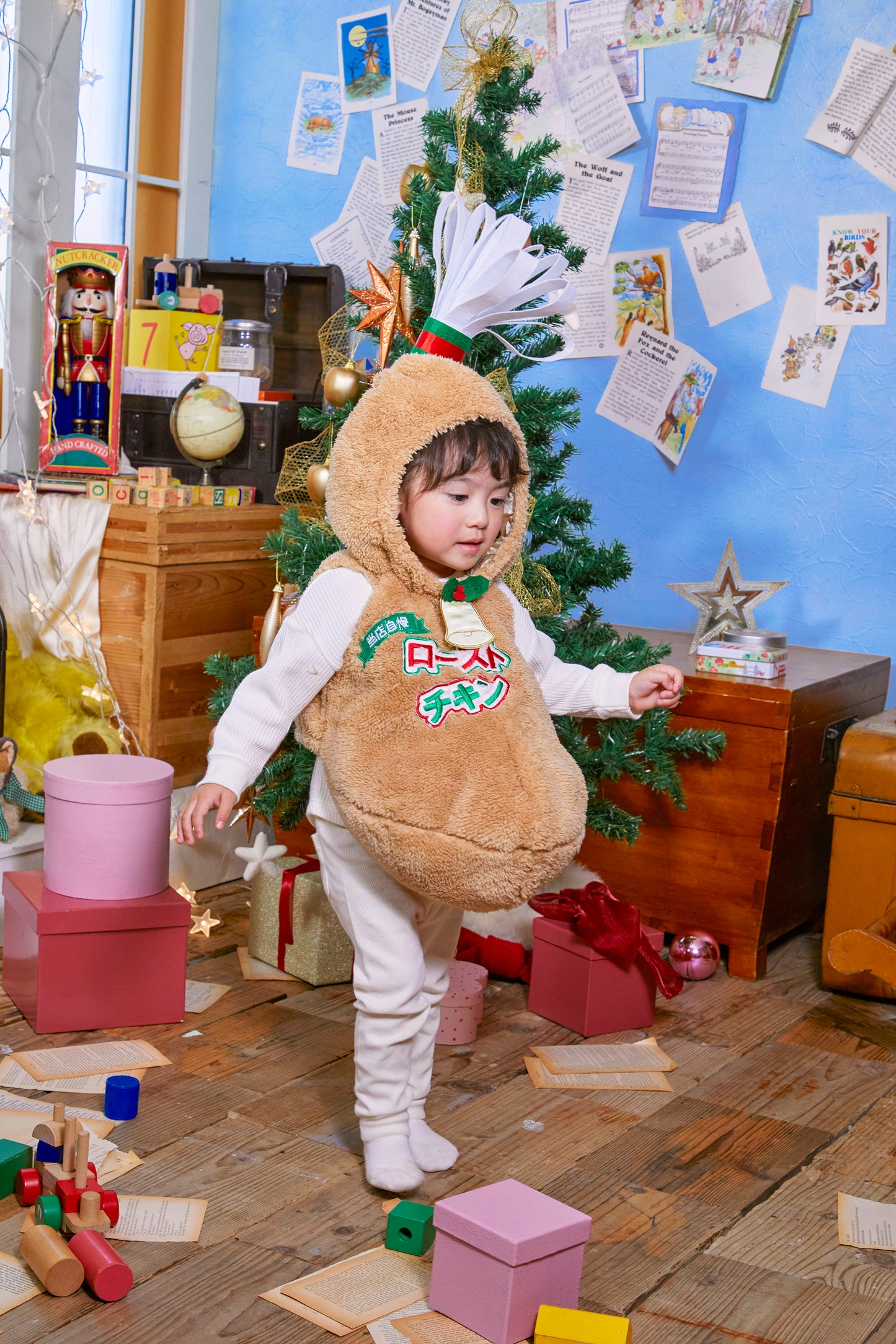 コスプレ ベビー クリスマス 赤ちゃん チキン マシュマロベビー マシュマロチキン ベビー 80cm ベージュ【クリアストーン】