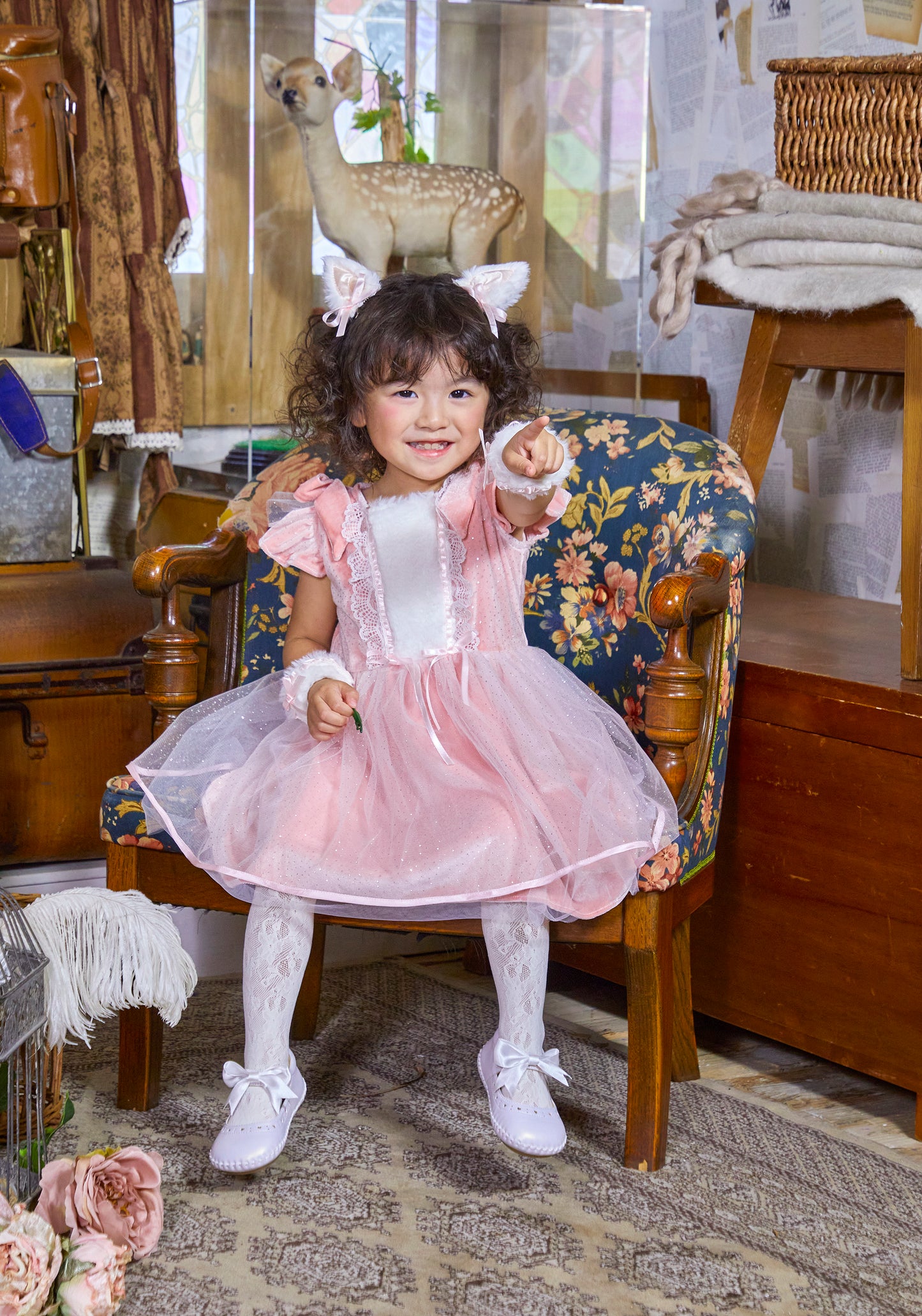 コスプレ ベビー 赤ちゃん ねこ アニマル 動物 グレースチャーム リュバンキャット 85~95cm ピンク【クリアストーン】