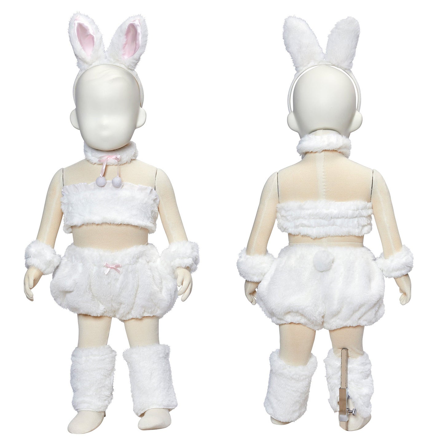 コスプレ うさぎ もこもこうさガール ベビー 赤ちゃん 幼児 80cm 90cm ホワイト【クリアストーン】