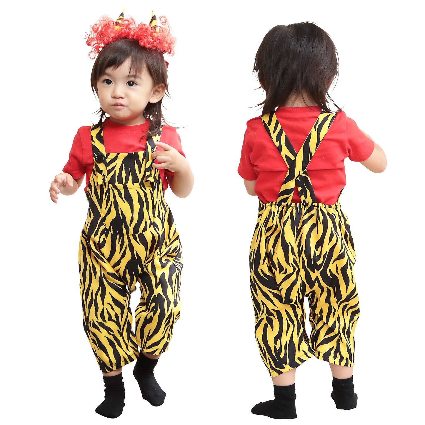 コスプレ ベビー 赤ちゃん 鬼 節分 オーバーオール ユニセックス 80cm イエロー 【クリアストーン】