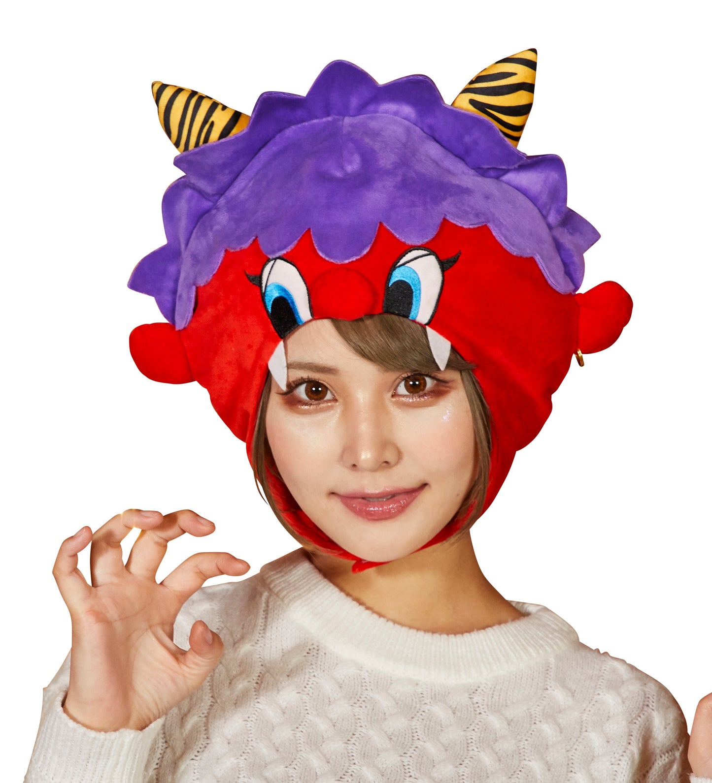 コスプレ 節分 鬼 かぶりもの 鬼かぶりもの ユニセックス フリーサイズ レッド/ブルー 【クリアストーン】