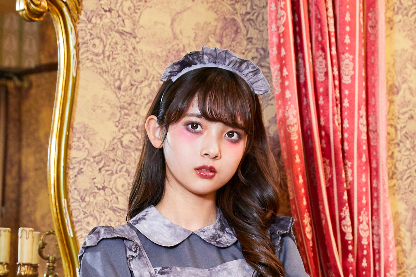 コスプレ ジュニア こども メイド服 COSCHU! ゴシックミニメイド 140~150cm グレー【クリアストーン】