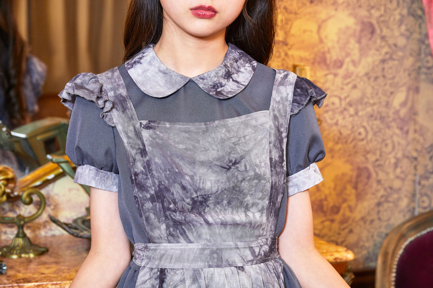 コスプレ ジュニア こども メイド服 COSCHU! ゴシックミニメイド 140~150cm グレー【クリアストーン】