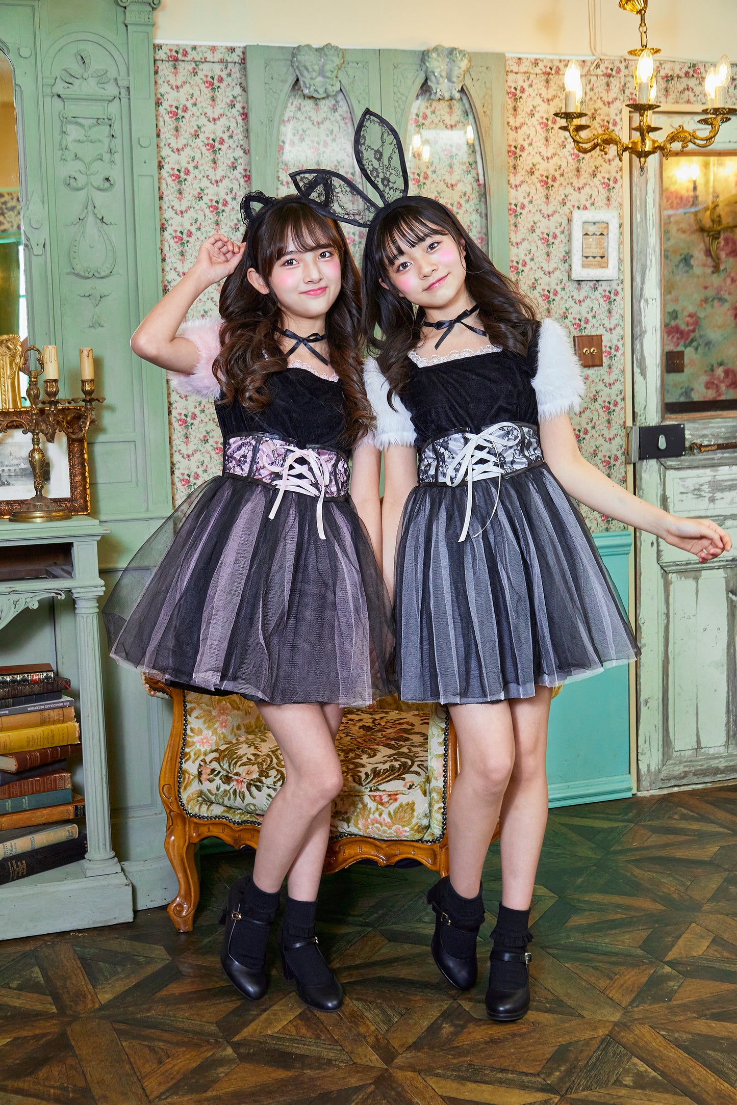 コスプレ ジュニア こども アニマル 黒猫 COSCHU! ストロベリーキャット 140~150cm ピンク【クリアストーン】