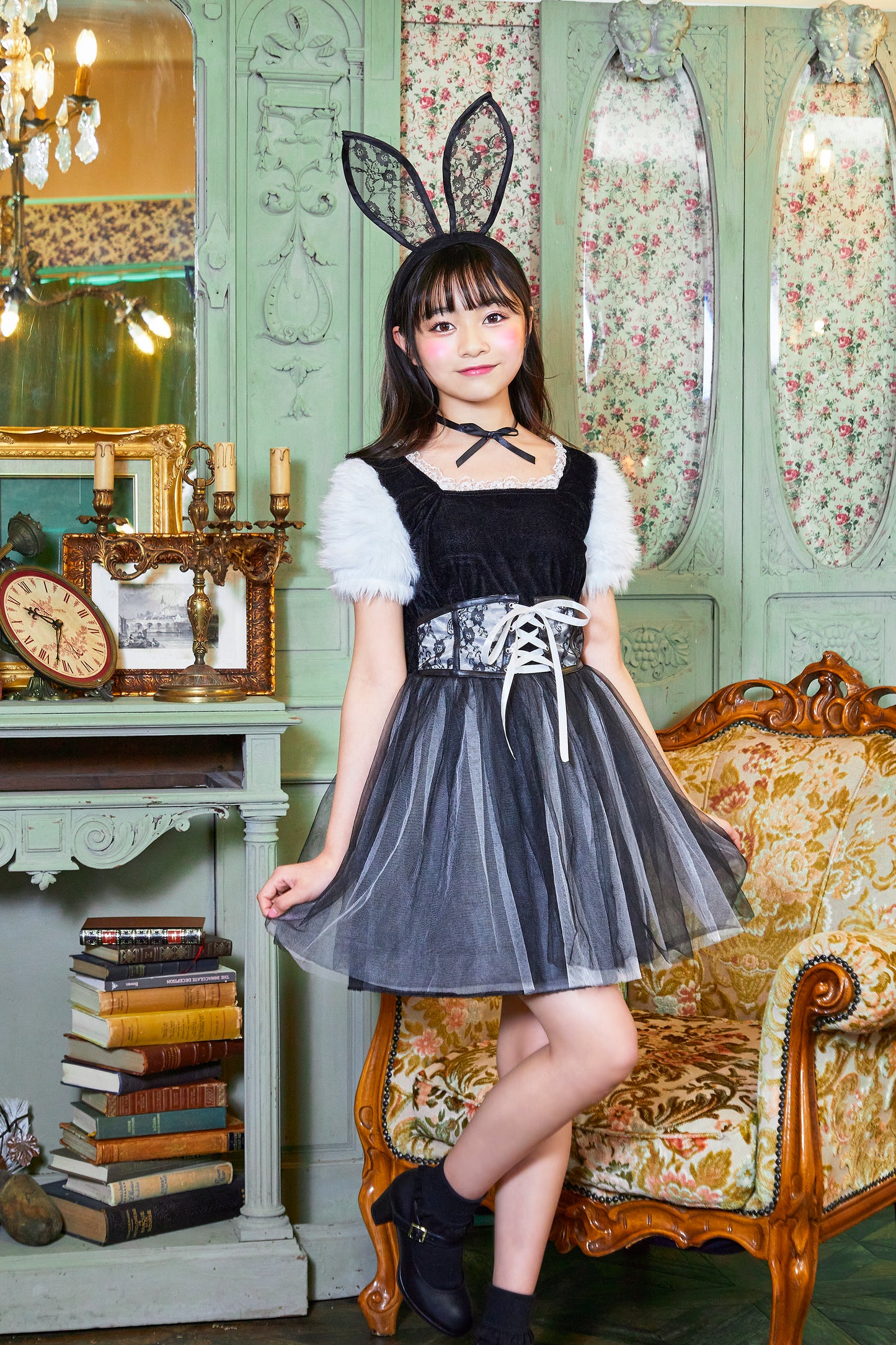 コスプレ ジュニア こども アニマル うさぎ COSCHU! バニララビット 140~150cm ホワイト【クリアストーン】
