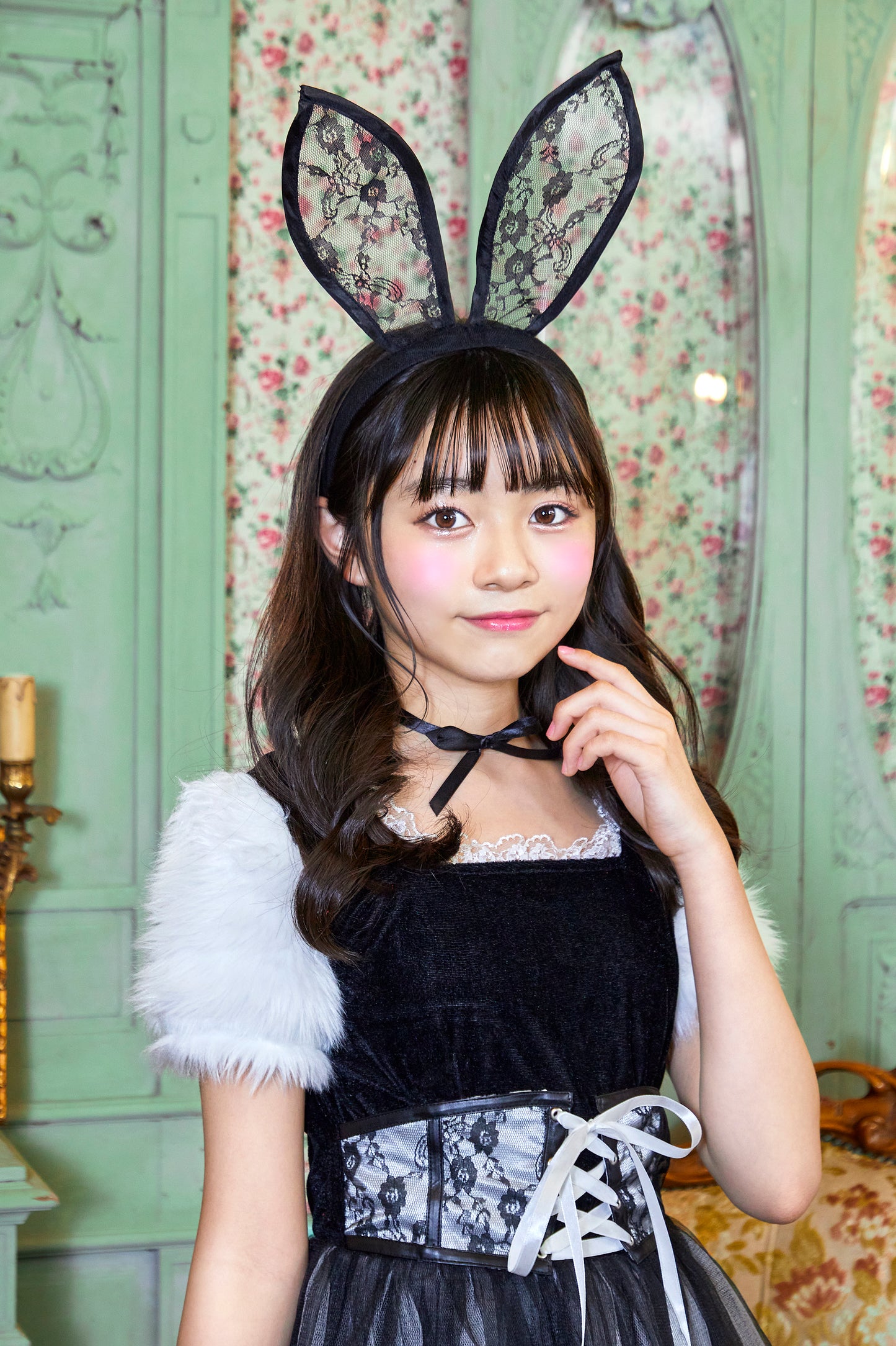 コスプレ ジュニア こども アニマル うさぎ COSCHU! バニララビット 140~150cm ホワイト【クリアストーン】