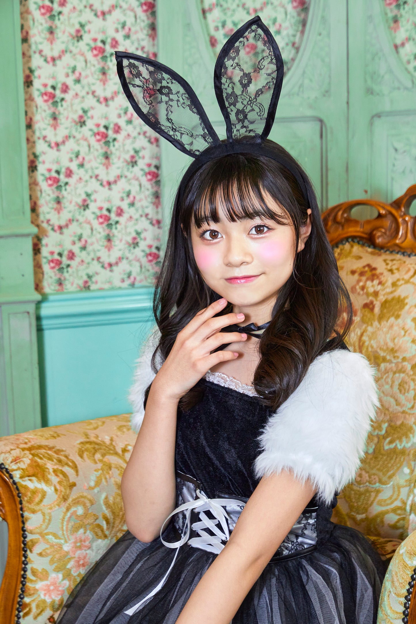 コスプレ ジュニア こども アニマル うさぎ COSCHU! バニララビット 140~150cm ホワイト【クリアストーン】