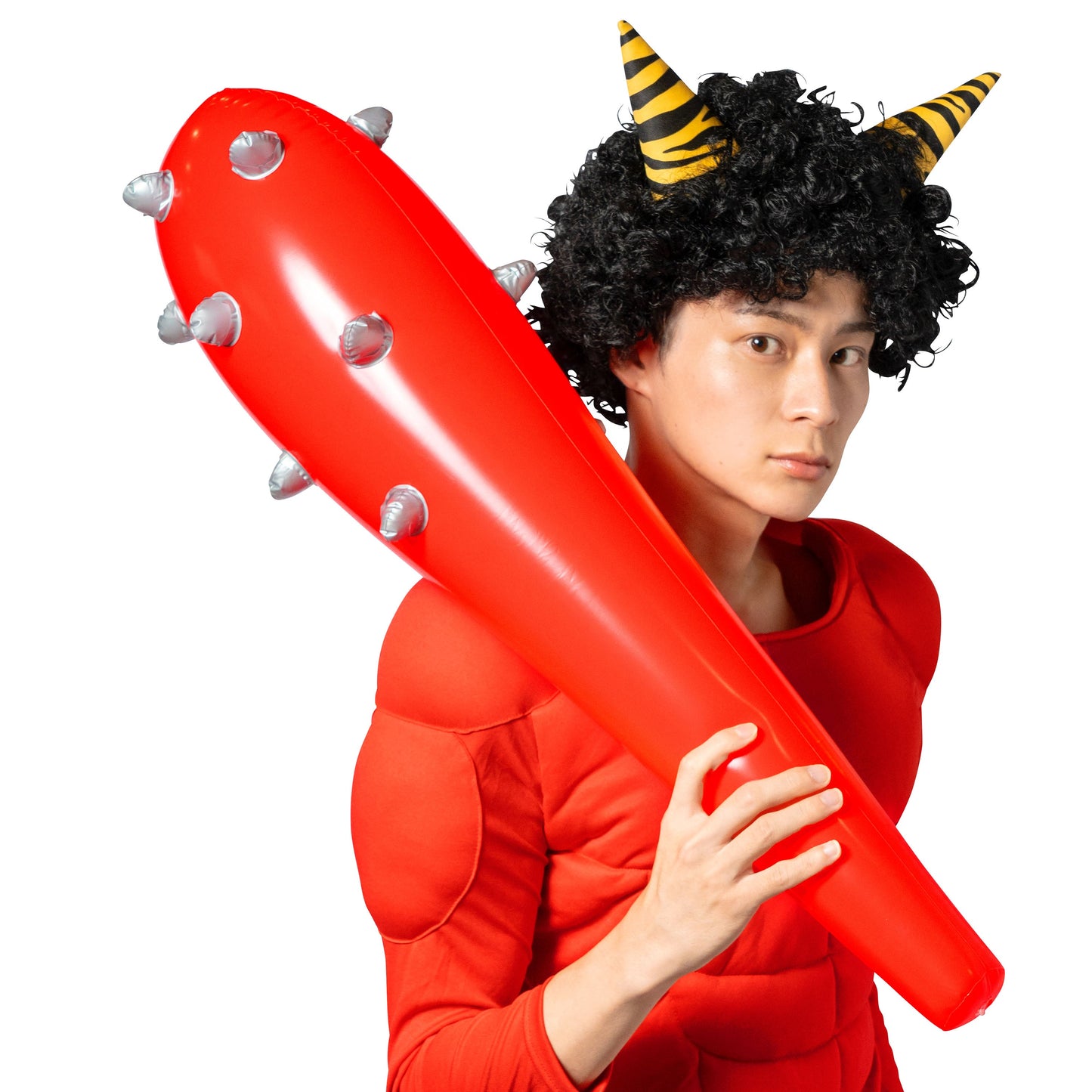 コスプレ 節分 鬼 ドデカこん棒 76cm ユニセックス ブラック/レッド 【クリアストーン】