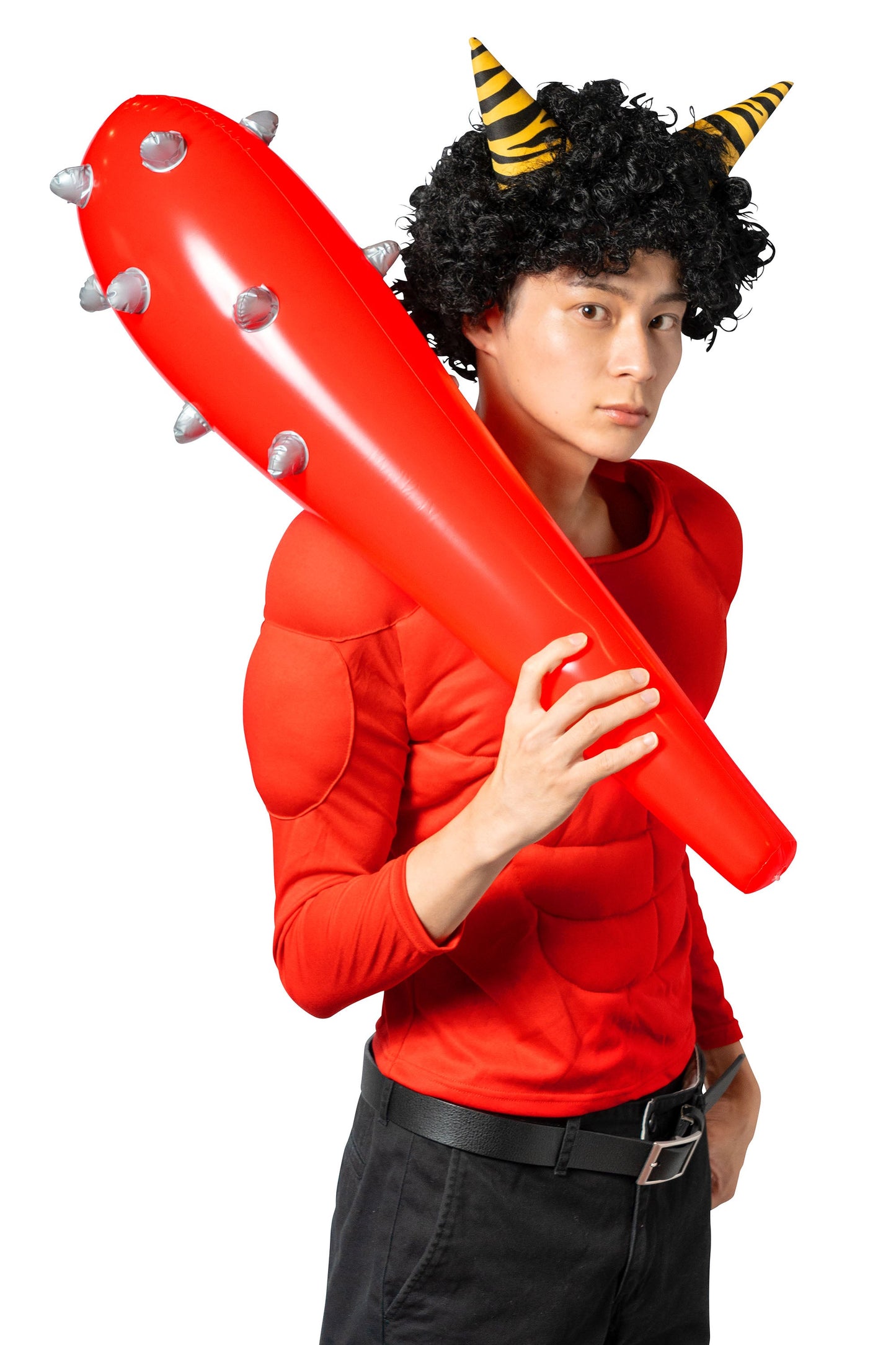コスプレ 節分 鬼 ドデカこん棒 76cm ユニセックス ブラック/レッド 【クリアストーン】