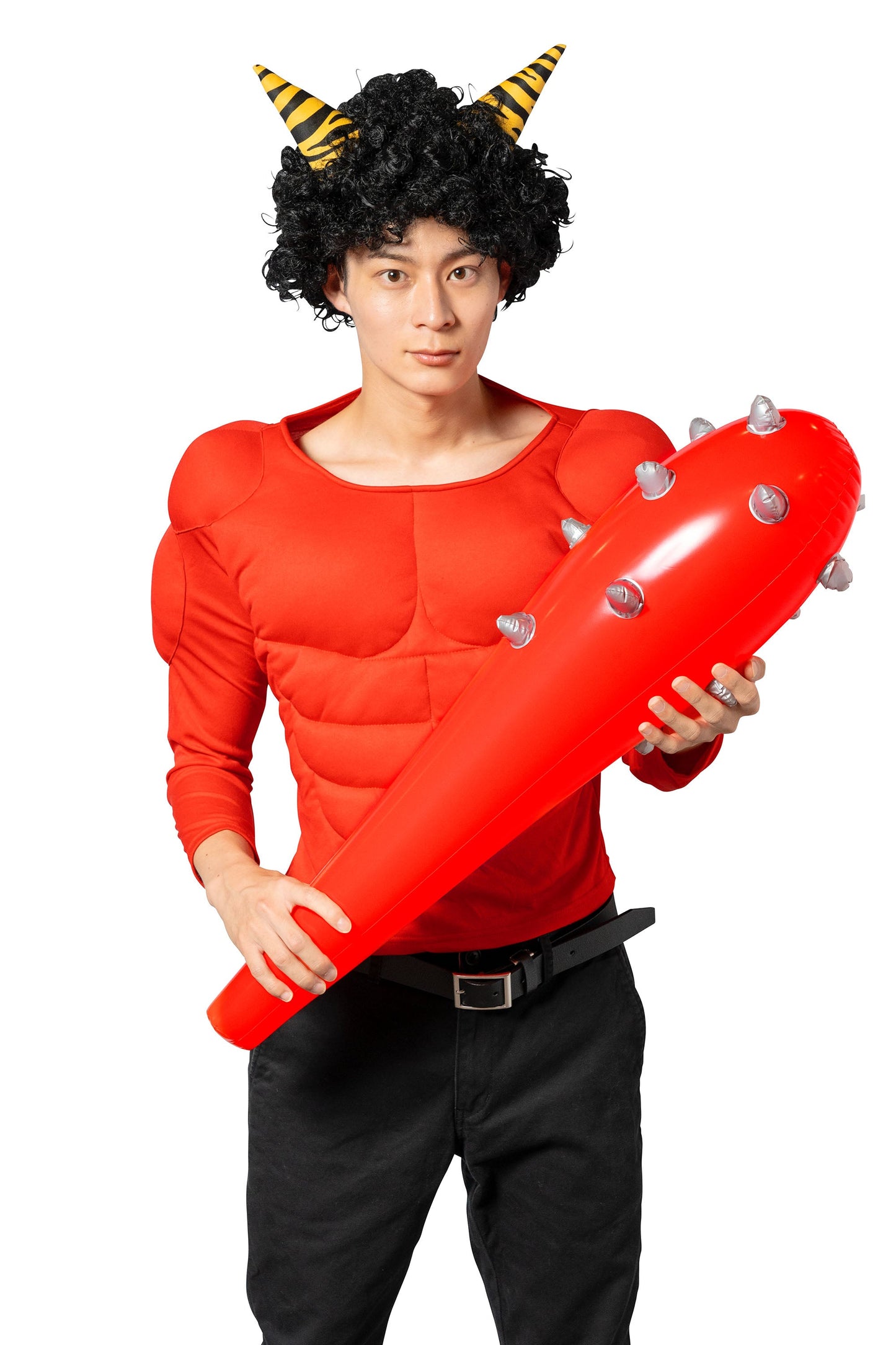 コスプレ 節分 鬼 ドデカこん棒 76cm ユニセックス ブラック/レッド 【クリアストーン】