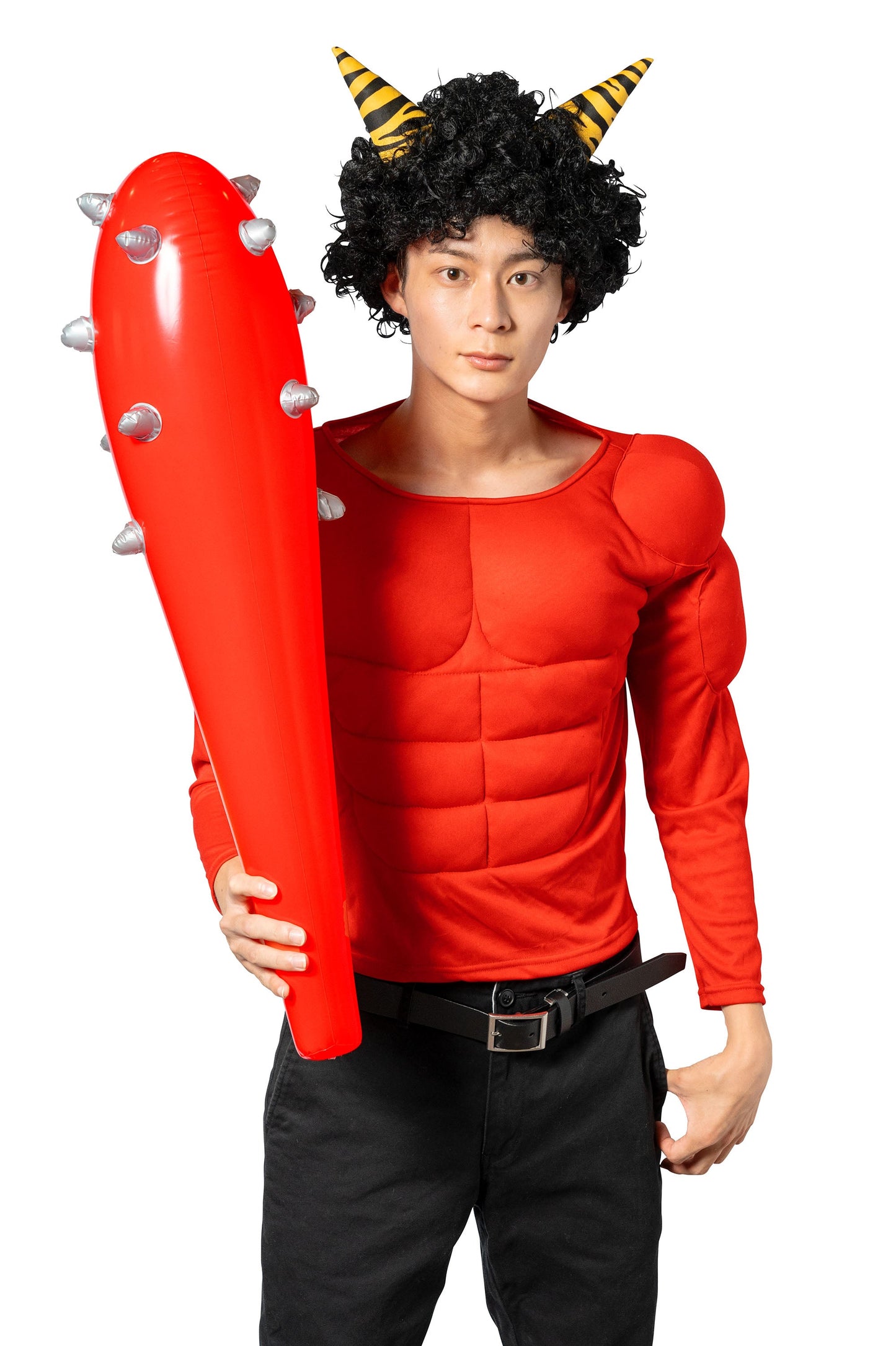 コスプレ 節分 鬼 ドデカこん棒 76cm ユニセックス ブラック/レッド 【クリアストーン】