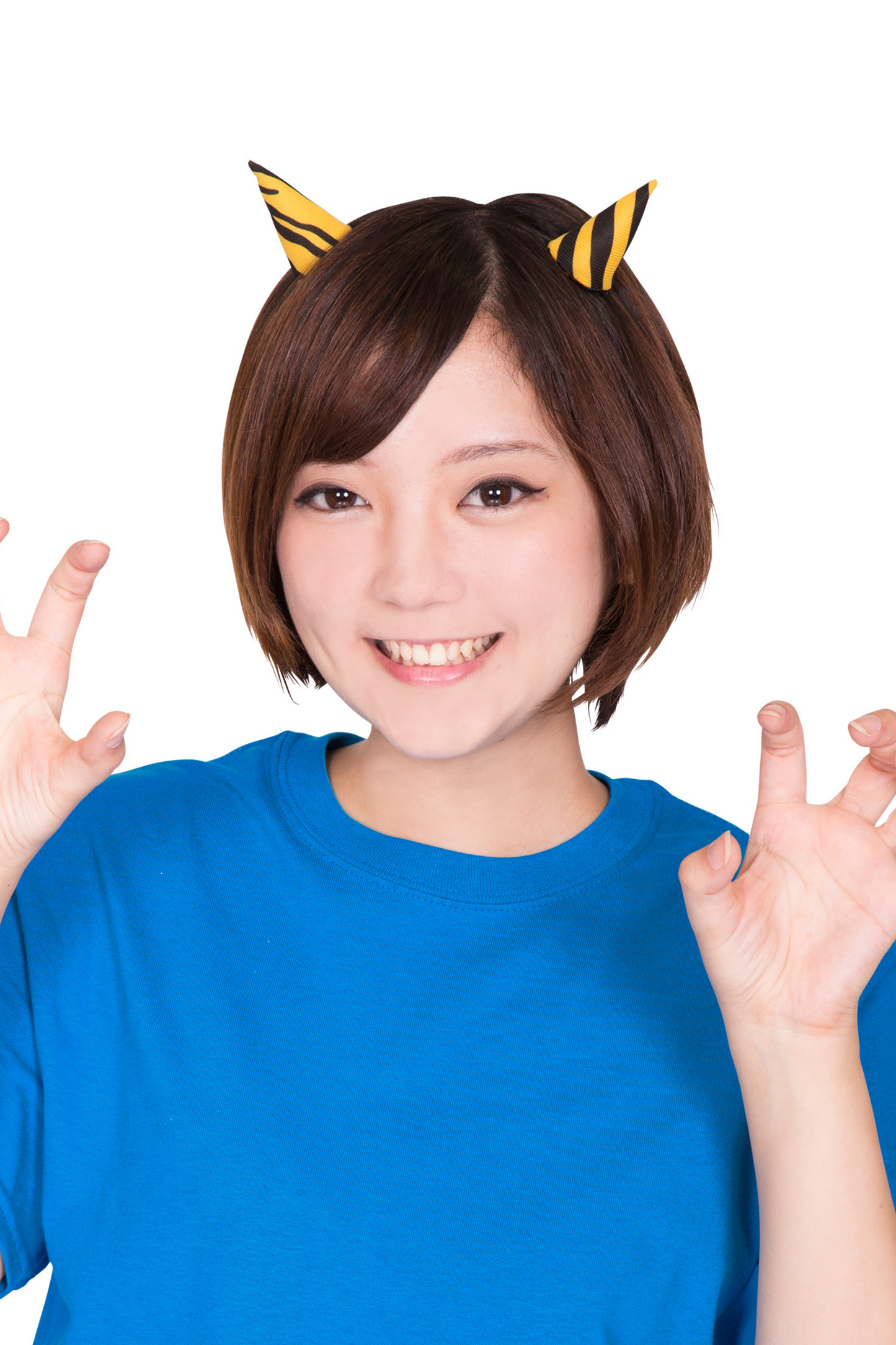 コスプレ 節分 鬼 ヘアピン ツノツノ鬼ピン ユニセックス イエロー 【クリアストーン】