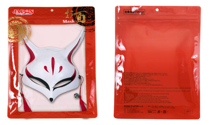 [New] コスプレ小物 きつね お面 和風お面 狐面 ユニセックス フリーサイズ ホワイト/ブラック/レッド 【クリアストーン】