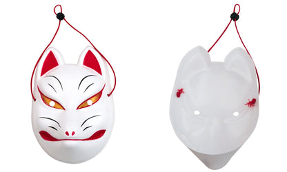 [New] コスプレ小物 きつね お面 和風お面 狐面 ユニセックス フリーサイズ ホワイト/ブラック/レッド 【クリアストーン】