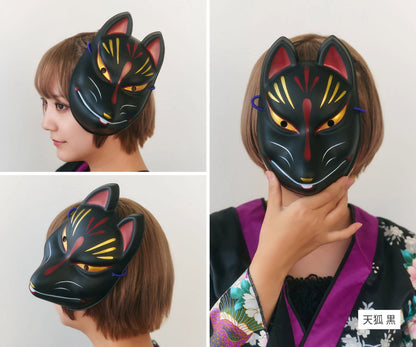 [New] コスプレ小物 きつね お面 和風お面 狐面 ユニセックス フリーサイズ ホワイト/ブラック/レッド 【クリアストーン】