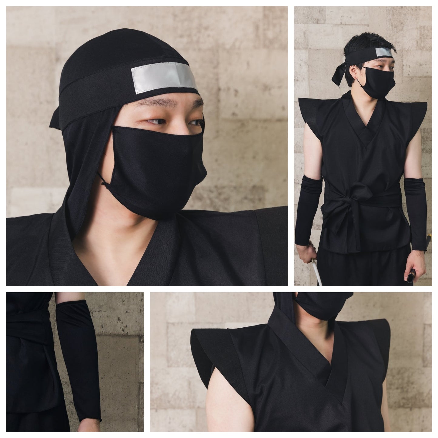[New] コスプレ 忍者スーツ ユニセックス XXL ブラック【クリアストーン】