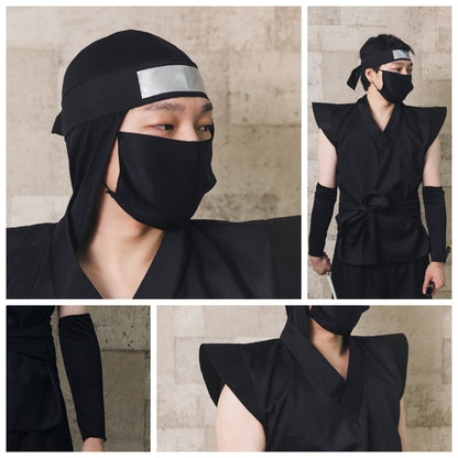[New] コスプレ 忍者スーツ ユニセックス XXL ブラック【クリアストーン】