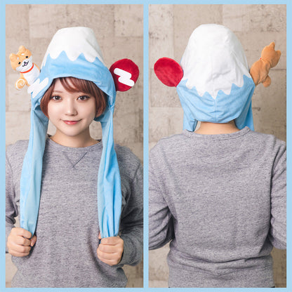 [New] コスプレ小物 いぬ 富士山 パタパタハット しば犬富士山 ユニセックス フリーサイズ ブルー【クリアストーン】