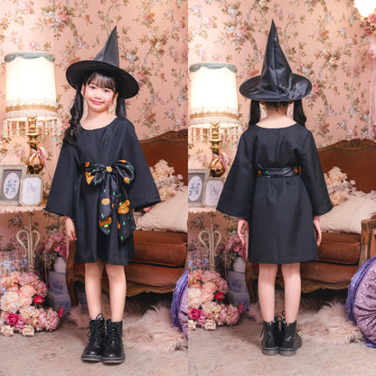 コスプレ キッズ こども 魔女 ハロウィン ベイシックウィッチ 女の子 100cm/120cm/140m ブラック 【クリアストーン】