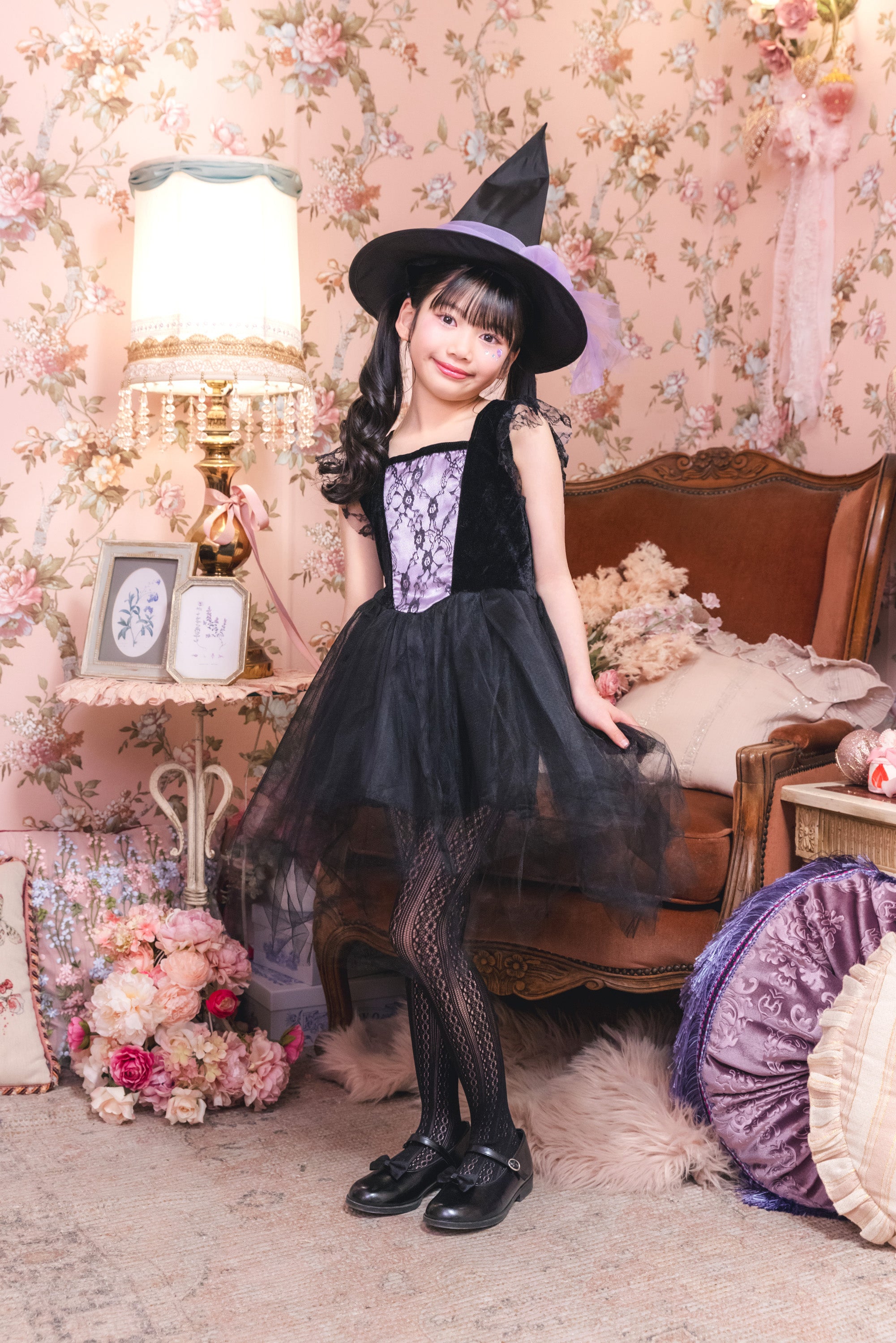 コスプレ キッズ こども 魔女 ハロウィン ノワールウィッチ 女の子 120cm/140cm ブラック 【クリアストーン】 – Party City  キッズ店