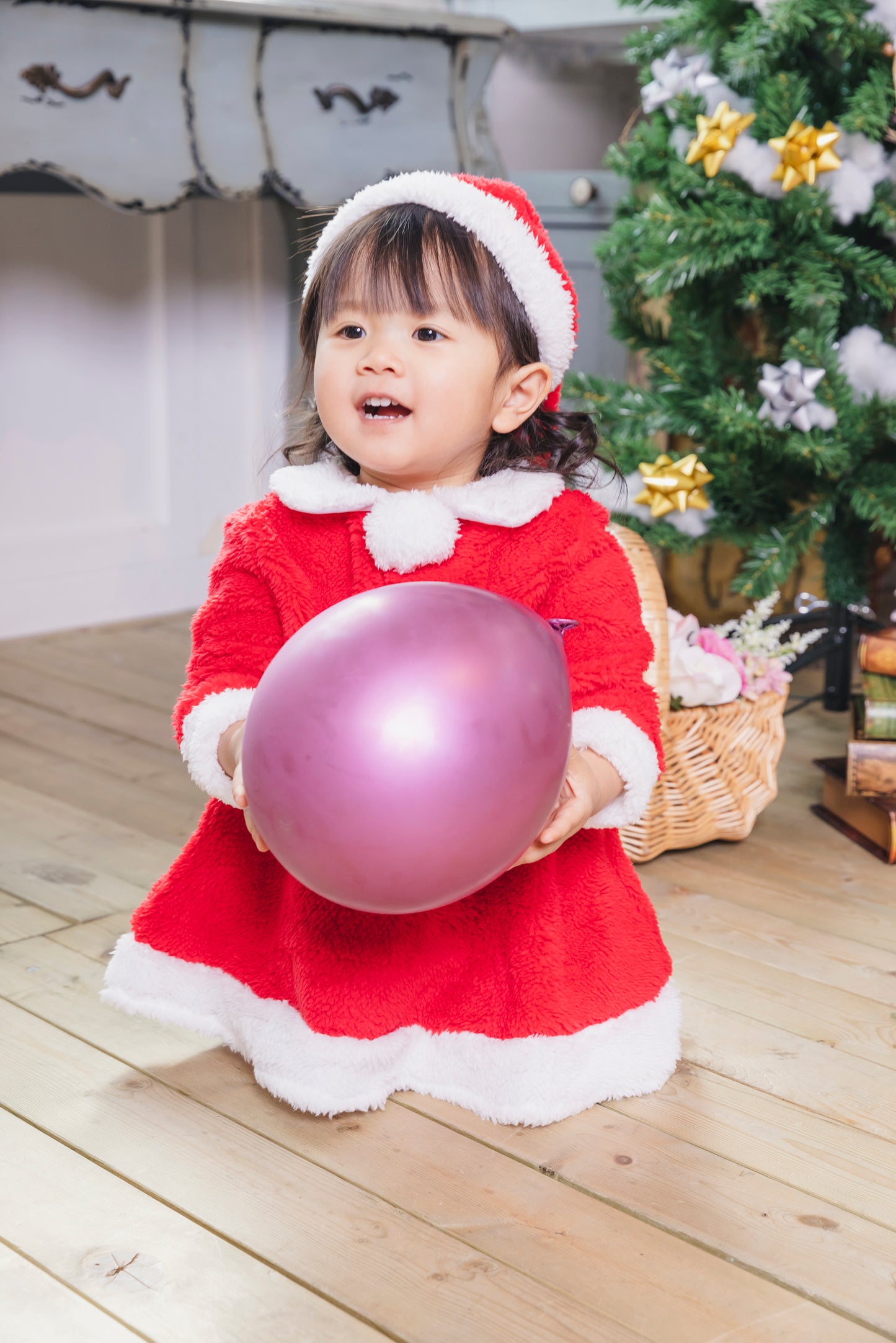 コスプレ ベビー クリスマス 赤ちゃん サンタクロース マシュマロベビー マシュマロサンタドレス 80cm レッド【クリアストーン】