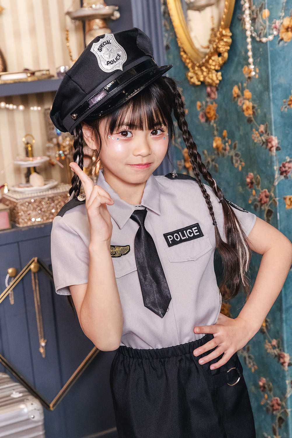 コスプレ キッズ ハロウィン グレイポリススカート 120/140 グレー