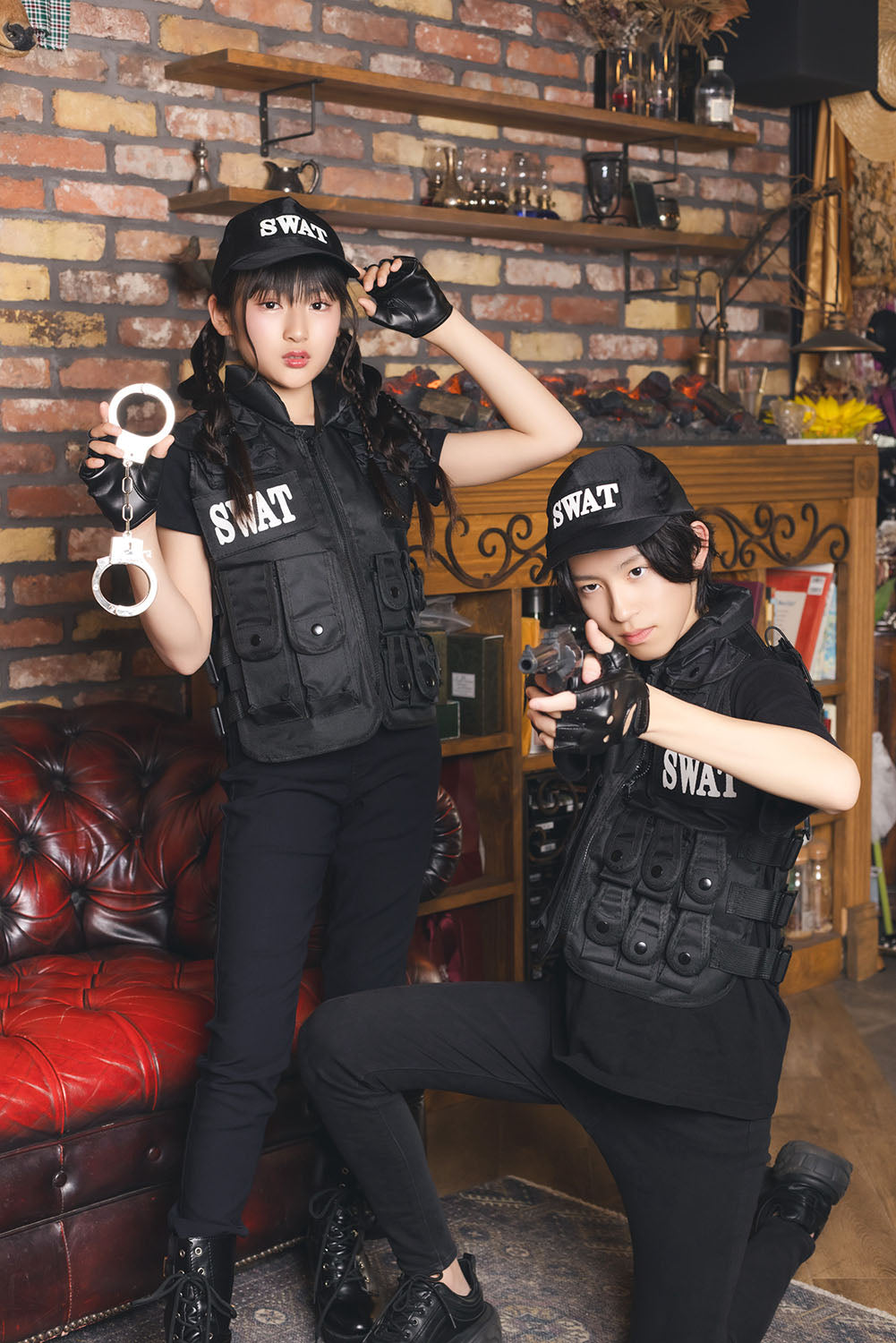 [New] コスプレ ジュニア COSCHU! SWAT キッズ ユニセックス 150cm ブラック【クリアストーン】