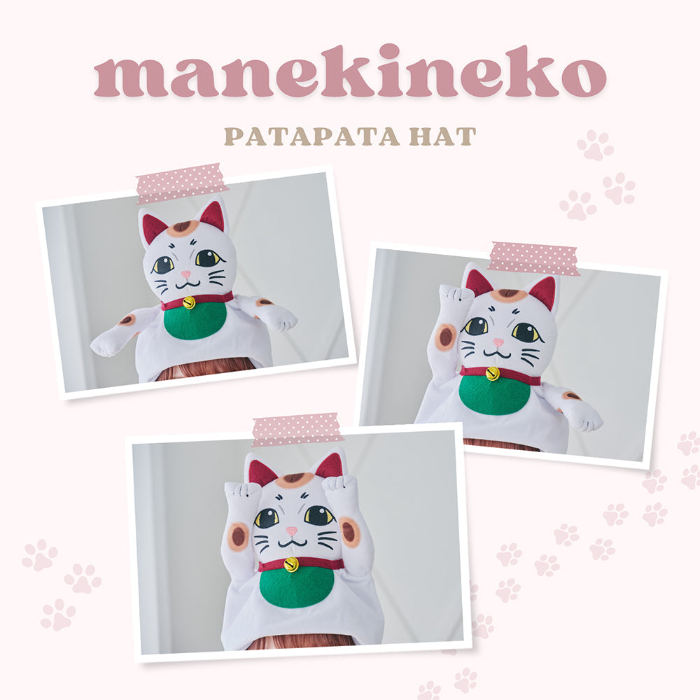 [New] コスプレ小物 ねこ パタパタハット 招き猫 ユニセックス フリーサイズ ホワイト【クリアストーン】
