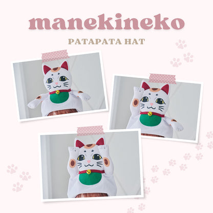 [New] コスプレ小物 ねこ パタパタハット 招き猫 ユニセックス フリーサイズ ホワイト【クリアストーン】