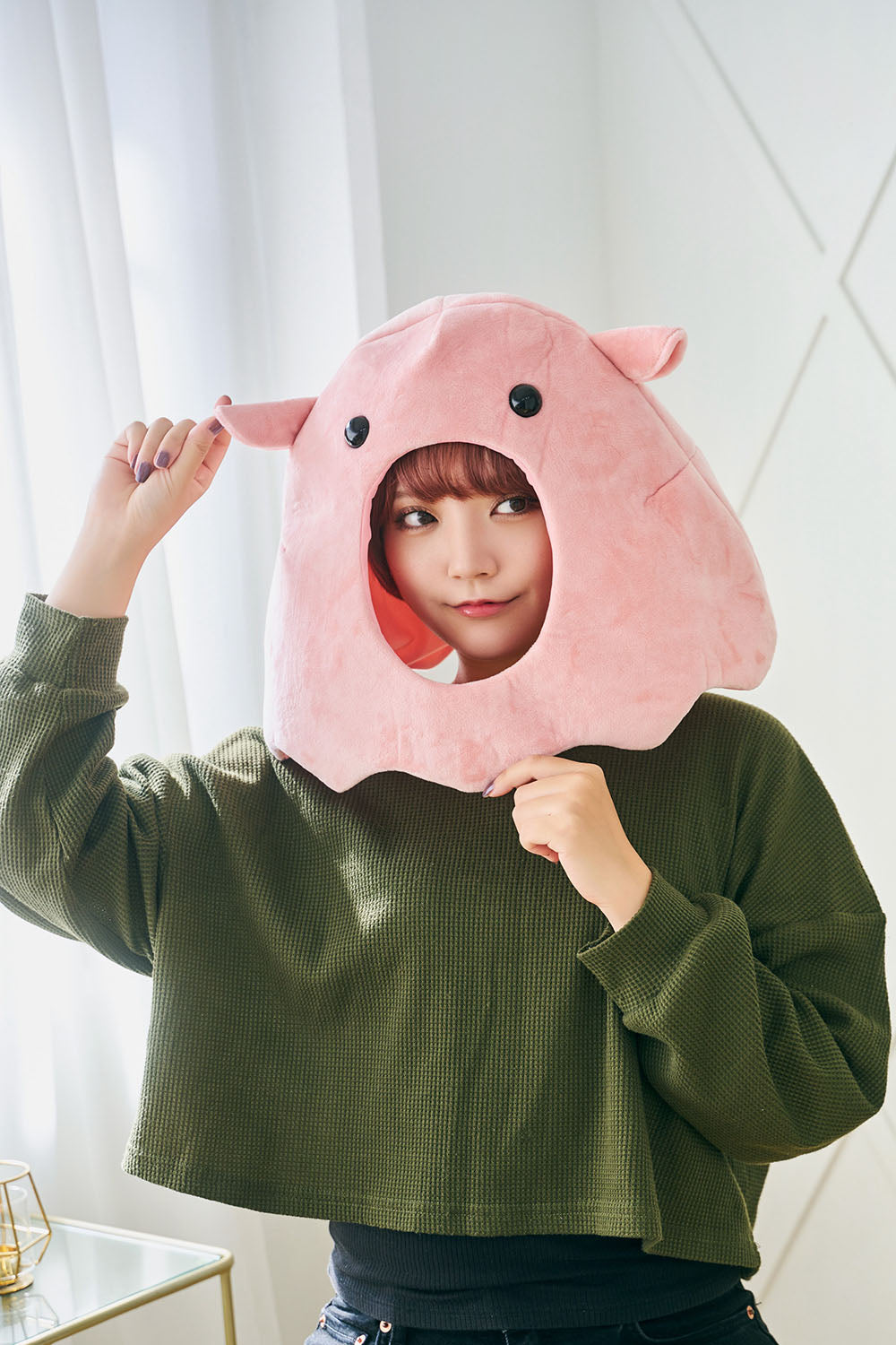 [New] コスプレ小物 かぶりもの 被り物 めんだこ かぶりもん めんだこかぶりもの ユニセックス フリーサイズ ピンク【クリアストーン】