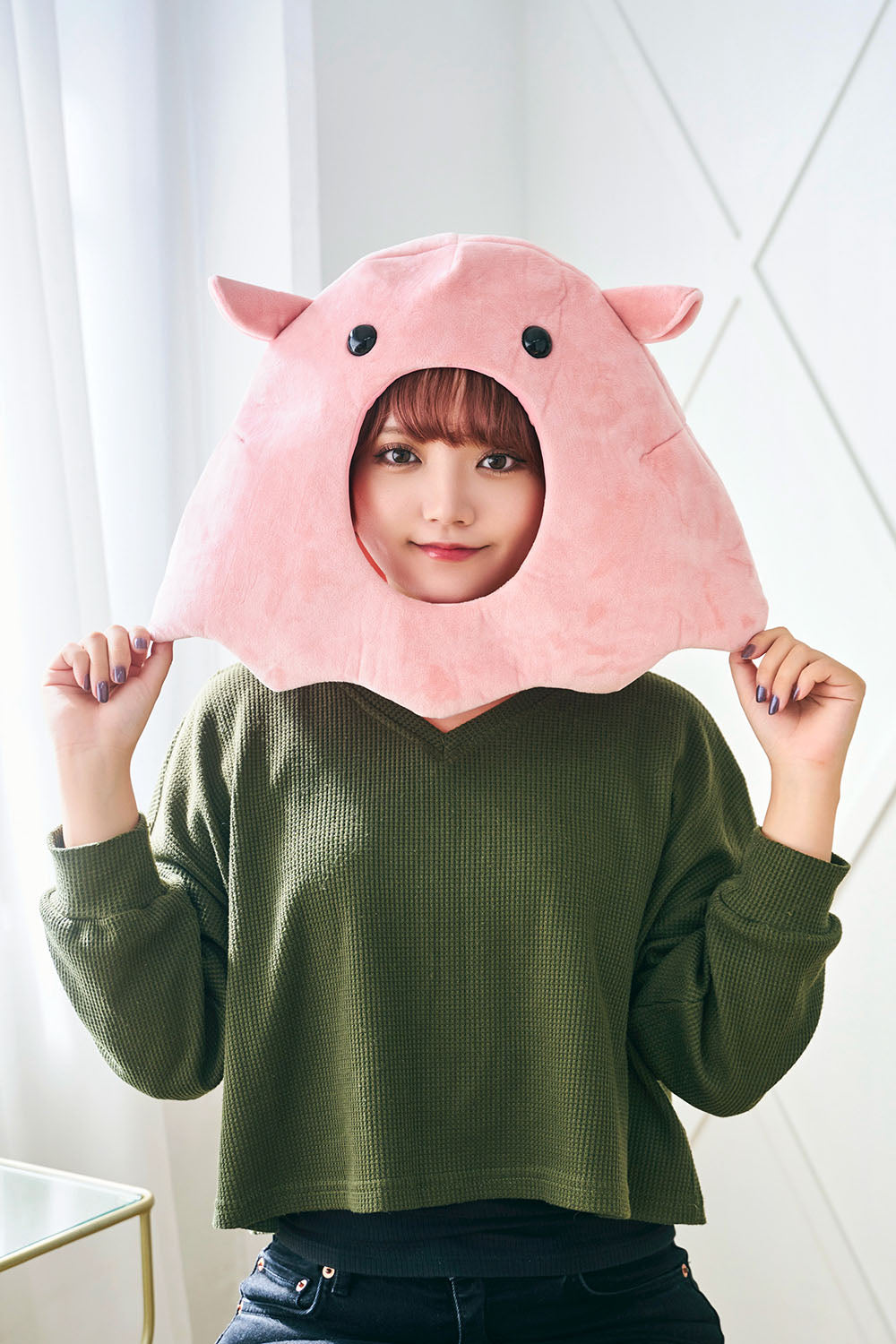 [New] コスプレ小物 かぶりもの 被り物 めんだこ かぶりもん めんだこかぶりもの ユニセックス フリーサイズ ピンク【クリアストーン】