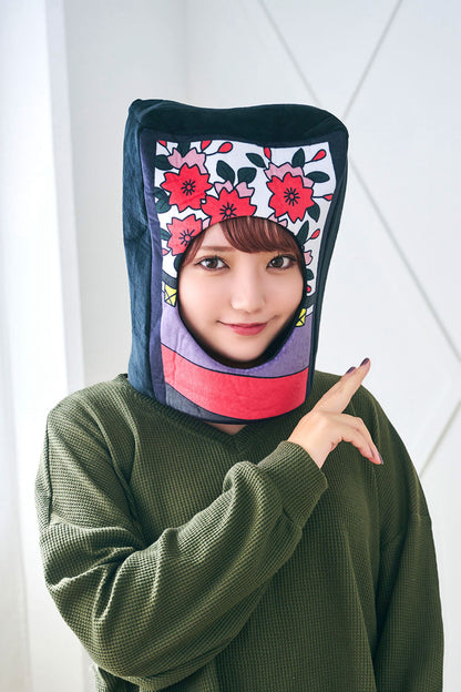 [New] コスプレ小物 かぶりもの 被り物 かるた かぶりもん 花札かぶりもの ユニセックス フリーサイズ ブラック【クリアストーン】