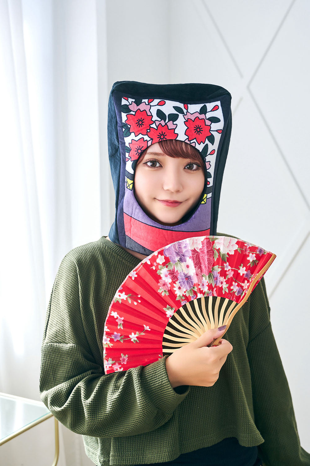 [New] コスプレ小物 かぶりもの 被り物 かるた かぶりもん 花札かぶりもの ユニセックス フリーサイズ ブラック【クリアストーン】