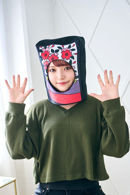 [New] コスプレ小物 かぶりもの 被り物 かるた かぶりもん 花札かぶりもの ユニセックス フリーサイズ ブラック【クリアストーン】