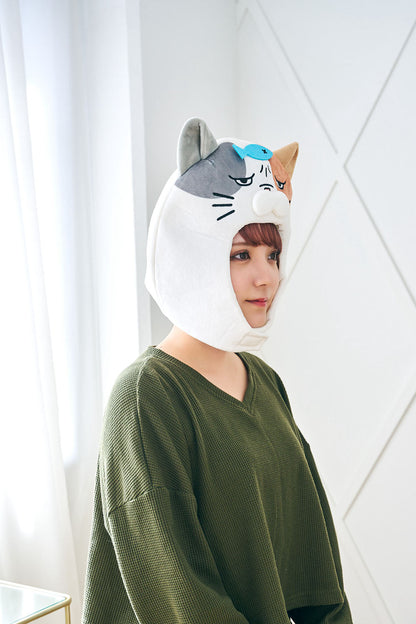 [New] コスプレ小物 かぶりもの 被り物 ねこ かぶりもん 三毛猫かぶりもの ユニセックス フリーサイズ ホワイト【クリアストーン】