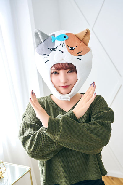 [New] コスプレ小物 かぶりもの 被り物 ねこ かぶりもん 三毛猫かぶりもの ユニセックス フリーサイズ ホワイト【クリアストーン】