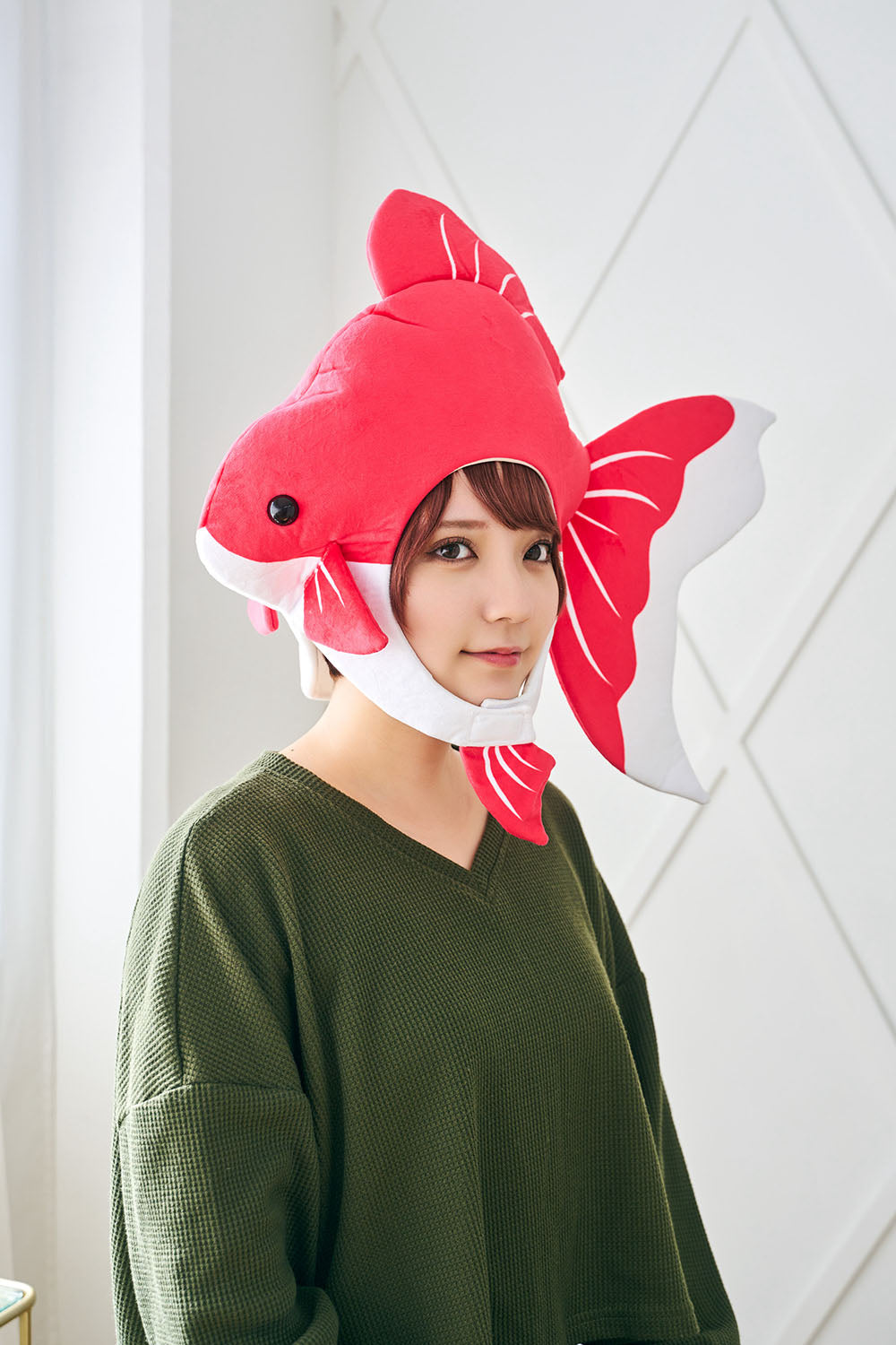 [New] コスプレ小物 かぶりもの 被り物 きんぎょ かぶりもん 金魚かぶりもの ユニセックス フリーサイズ レッド【クリアストーン】