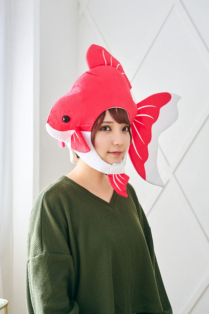 [New] コスプレ小物 かぶりもの 被り物 きんぎょ かぶりもん 金魚かぶりもの ユニセックス フリーサイズ レッド【クリアストーン】