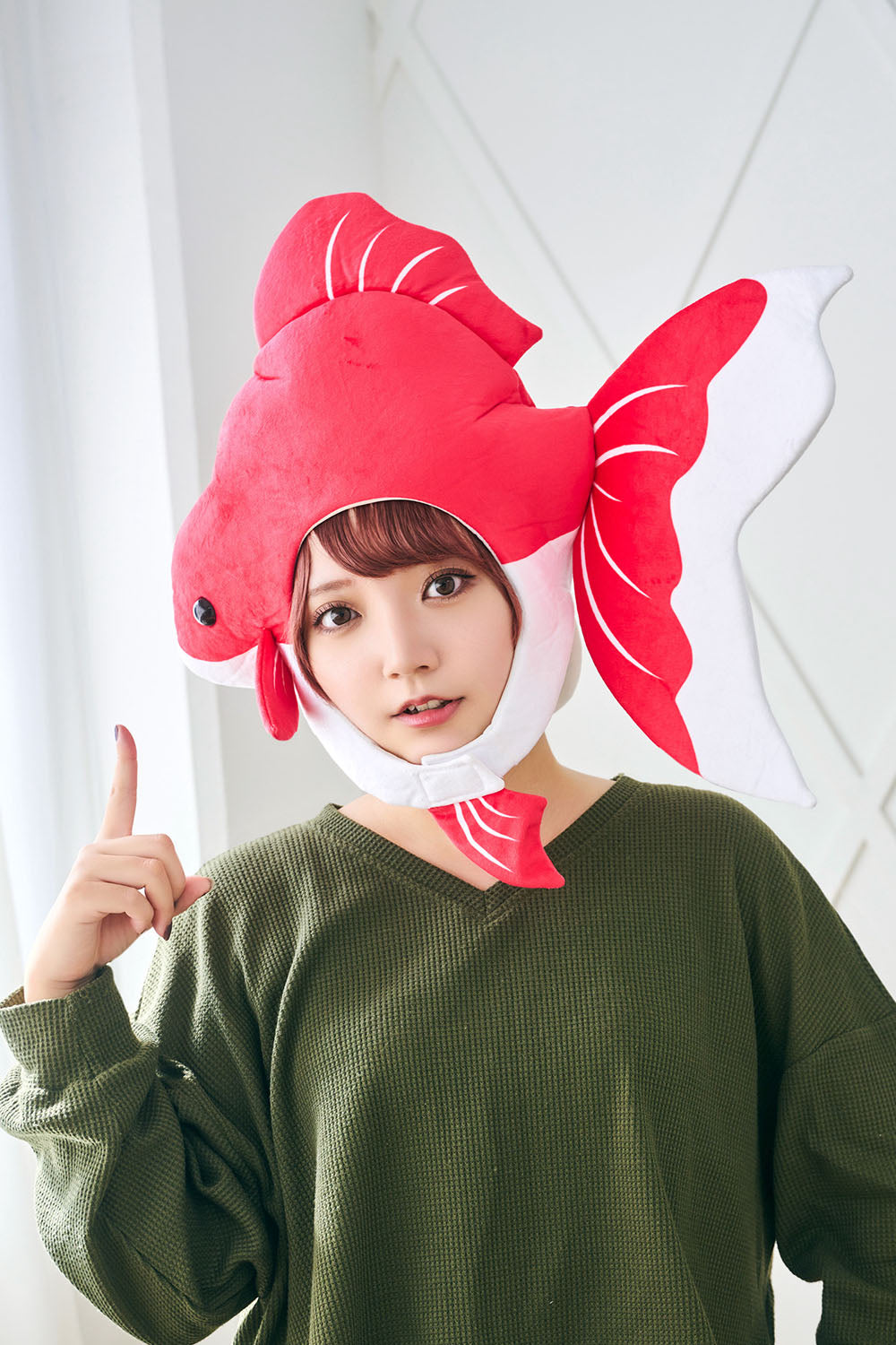 [New] コスプレ小物 かぶりもの 被り物 きんぎょ かぶりもん 金魚かぶりもの ユニセックス フリーサイズ レッド【クリアストーン】