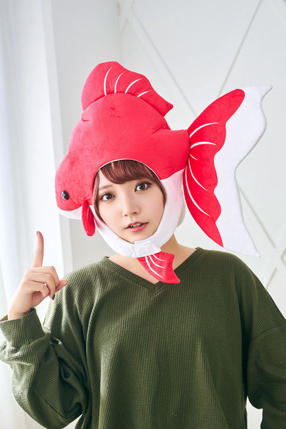 [New] コスプレ小物 かぶりもの 被り物 きんぎょ かぶりもん 金魚かぶりもの ユニセックス フリーサイズ レッド【クリアストーン】