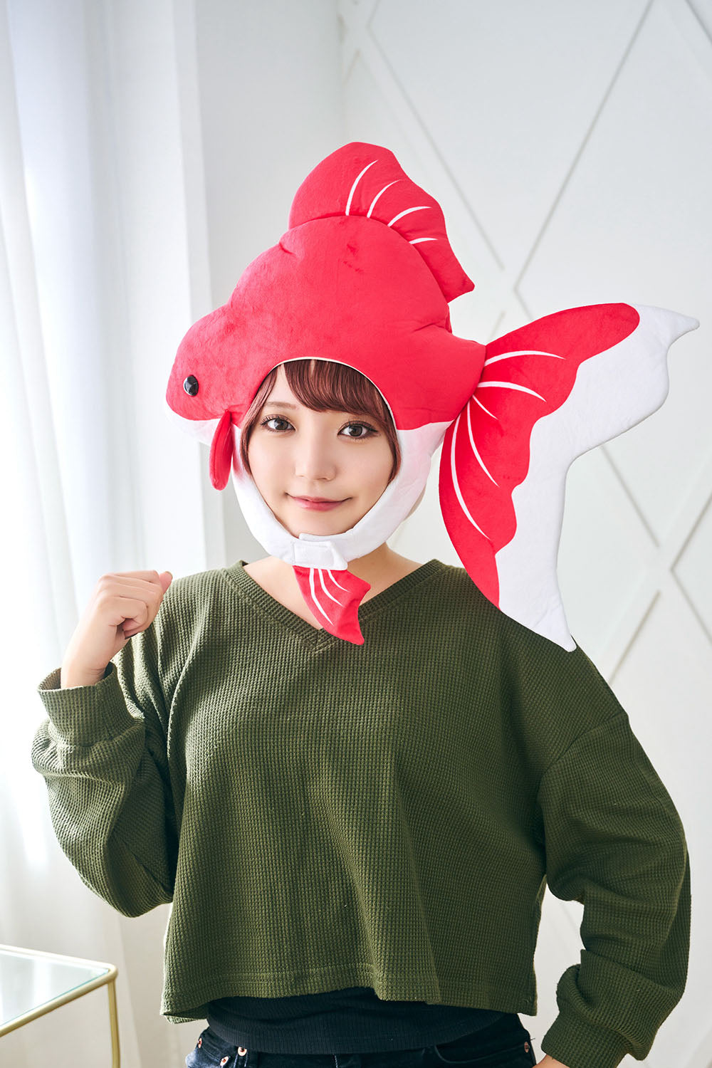 [New] コスプレ小物 かぶりもの 被り物 きんぎょ かぶりもん 金魚かぶりもの ユニセックス フリーサイズ レッド【クリアストーン】