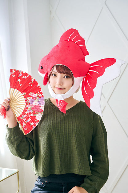 [New] コスプレ小物 かぶりもの 被り物 きんぎょ かぶりもん 金魚かぶりもの ユニセックス フリーサイズ レッド【クリアストーン】