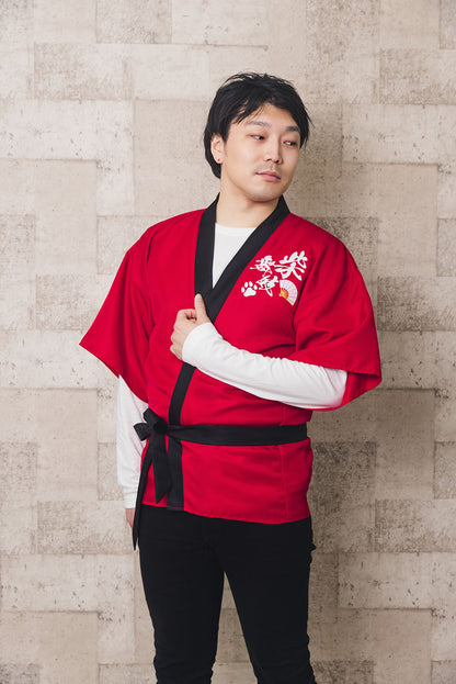 [New] コスプレ はっぴ  柴侍/柴舞妓 ユニセックス フリーサイズ ネイビー/レッド【クリアストーン】