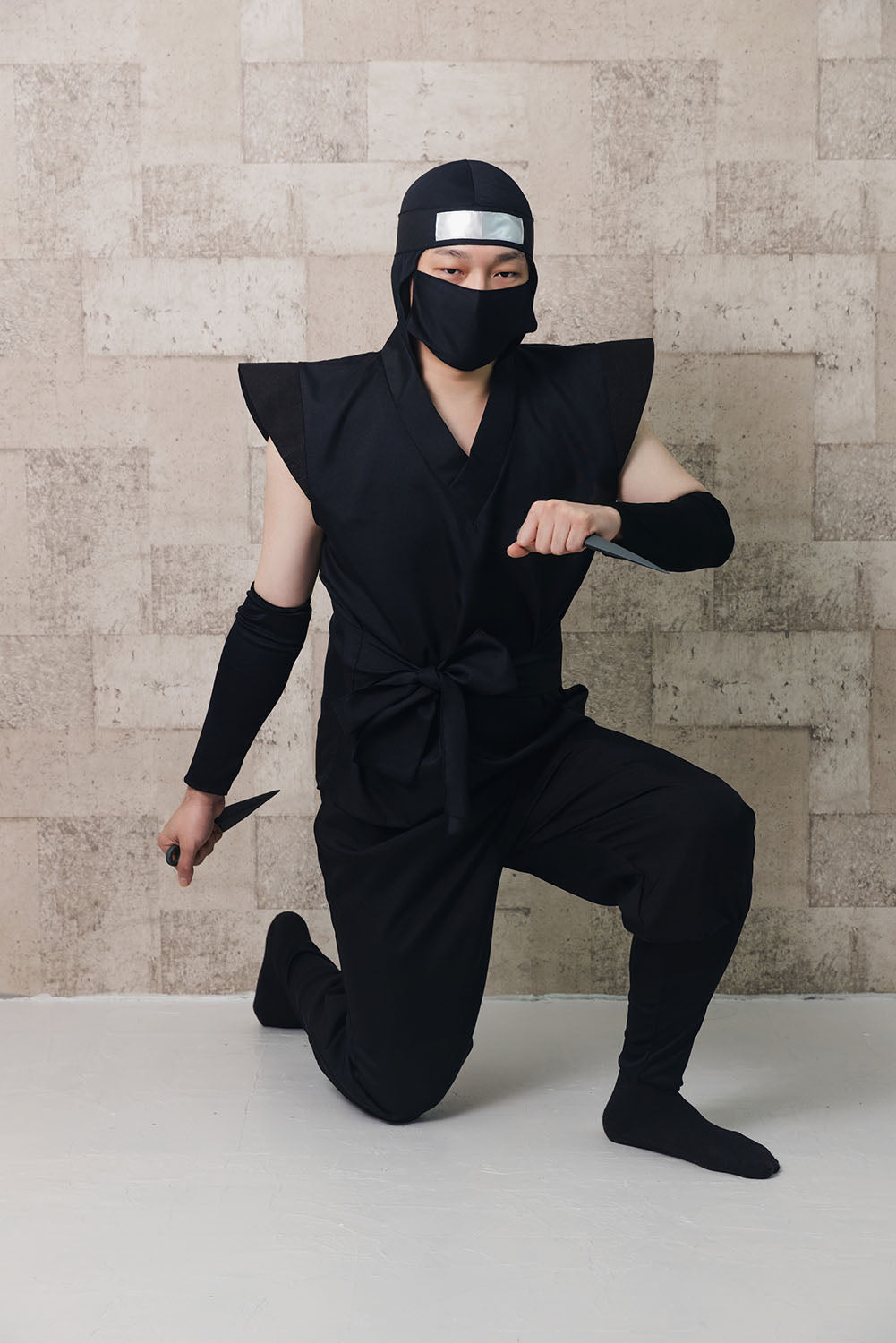 [New] コスプレ 忍者スーツ ユニセックス XXL ブラック【クリアストーン】