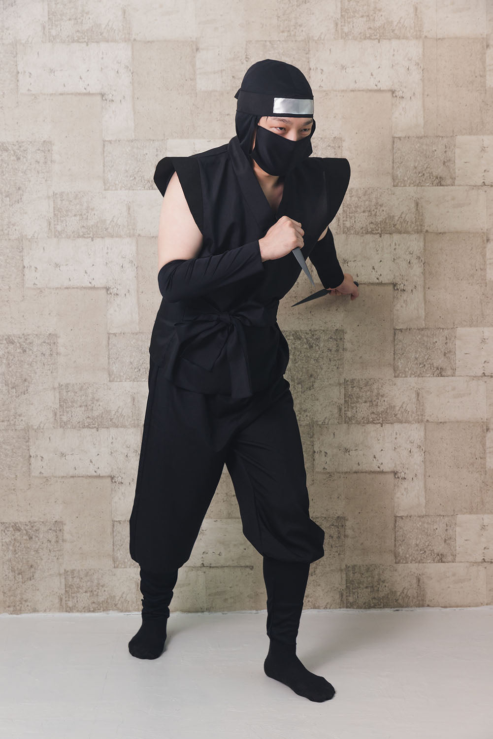 [New] コスプレ 忍者スーツ ユニセックス XXL ブラック【クリアストーン】