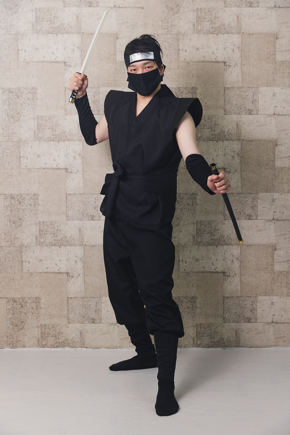[New] コスプレ 忍者スーツ ユニセックス XXL ブラック【クリアストーン】