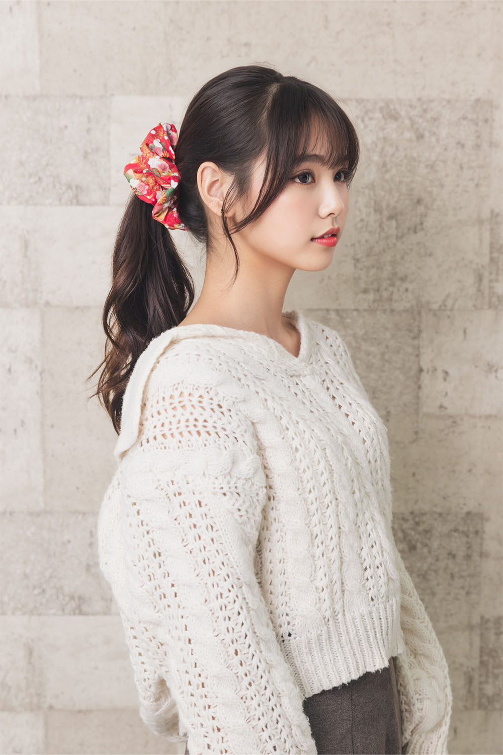 New] コスプレ小物 ヘアアクセサリー 和柄 シュシュ 紅扇/藤孔雀