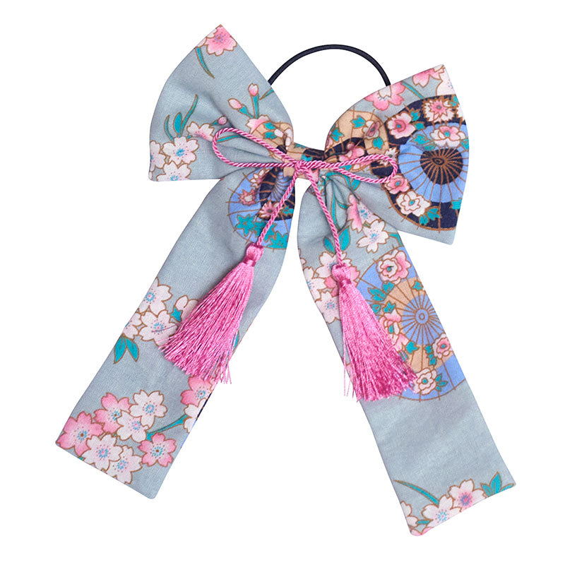 [New] コスプレ小物 ヘアアクセサリー 和柄 リボン 桜 薄紫/桜 水色/華 紺/華 紅 レディース フリーサイズ パープル/ブルー/ネイビー/レッド【クリアストーン】